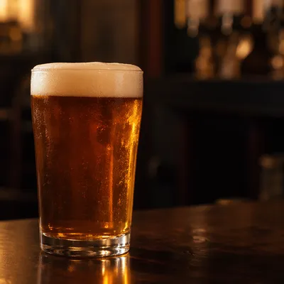 Amber Craft Beer Pint in Cozy Pub
