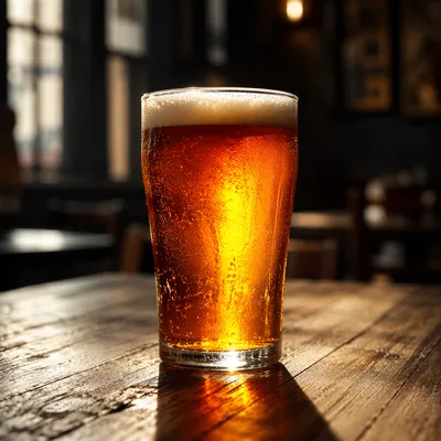 Glowing Amber Craft Beer in Pub