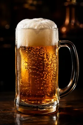 Glowing Amber Craft Beer Mug in Pub