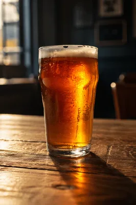 Glowing Amber Craft Beer in Pub