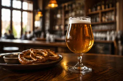 Amber Craft Beer with Soft Pretzels