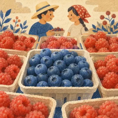 Fresh Organic Berries at Farmers Market