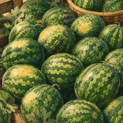 Fresh Organic Watermelons at Farmers Market