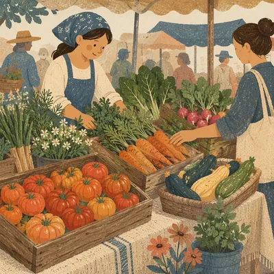 Fresh Organic Produce at Farmers Market