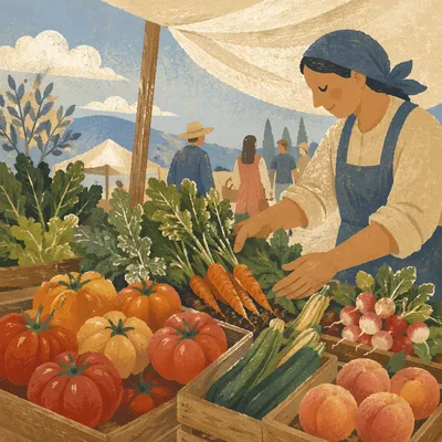 Fresh Organic Produce at Farmers Market