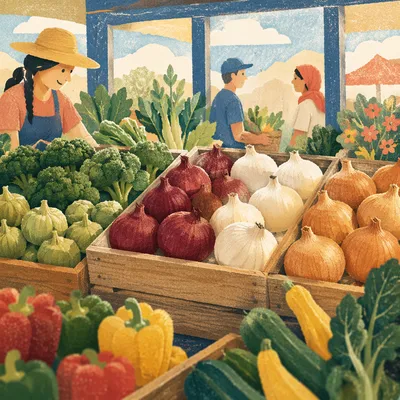 Fresh Organic Farmers Market Produce Display