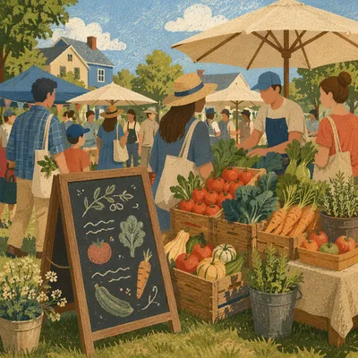Fresh Organic Farmers Market Produce Display