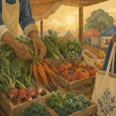 Fresh Organic Farmers Market Harvest Stall