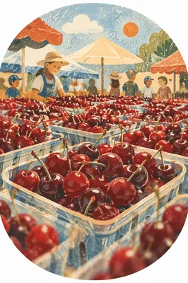 Fresh Organic Cherries at Farmers Market