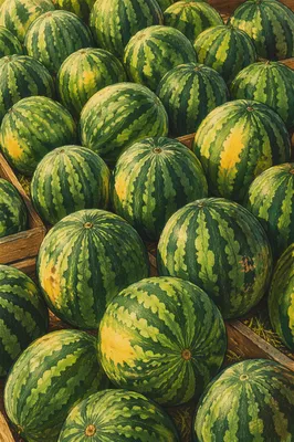 Fresh Organic Watermelons at Farmers Market
