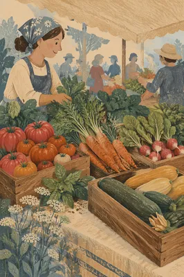 Fresh Organic Produce at Farmers Market
