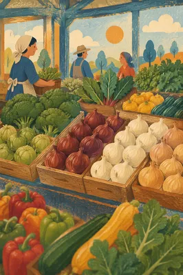 Fresh Organic Farmers Market Produce Display
