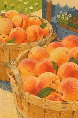 Sunlit Organic Peaches at Farmers Market