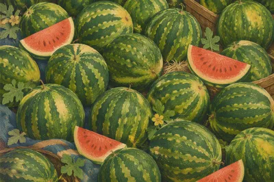 Fresh Organic Watermelons at Farmers Market