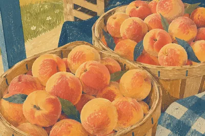 Fresh Organic Peaches at Farmers Market