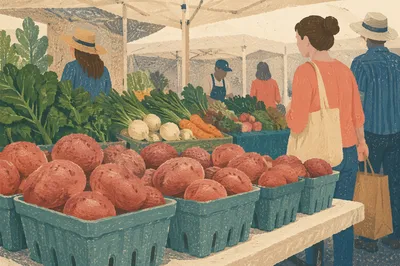 Fresh Farmers Market Produce Under Canopy