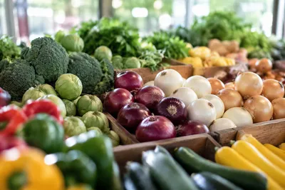 Fresh Organic Farmers Market Produce Display