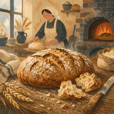Rustic Artisan Bread Loaf at Dawn