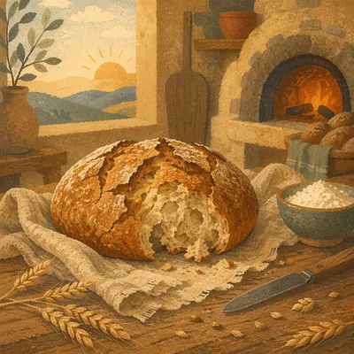 Rustic Artisan Bread in Morning Bakery