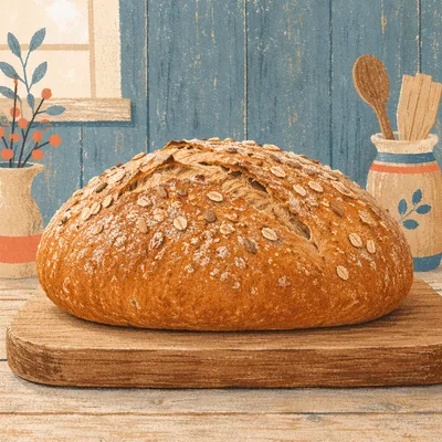 Rustic Fresh Bakery Loaf on Board