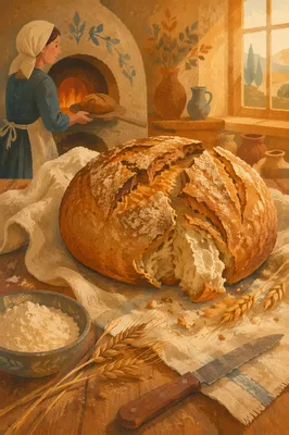 Rustic Artisan Bread Loaf at Sunrise
