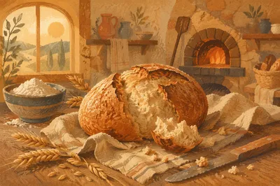 Rustic Artisan Bread in Warm Bakery Light