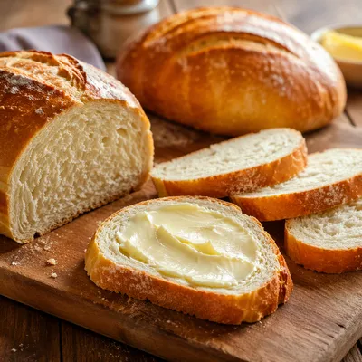 Fresh Rustic Bread Loaf with Butter