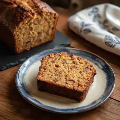 Rustic Fresh Bread Slice on Ceramic Plate