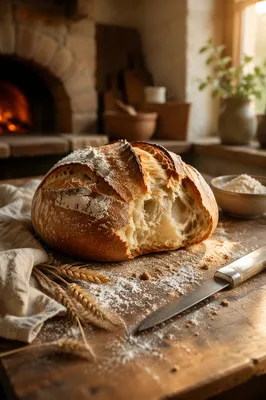 Rustic Artisan Bread Loaf at Sunrise
