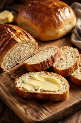 Fresh Rustic Bread Loaf with Butter