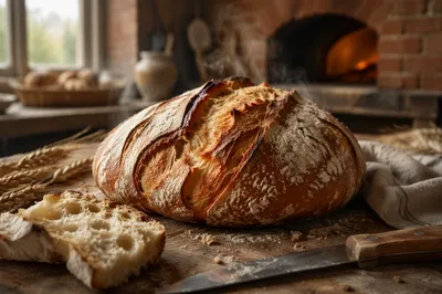 Rustic Artisan Bread Loaf in Bakery