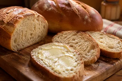 Fresh Rustic Bread Loaf with Butter