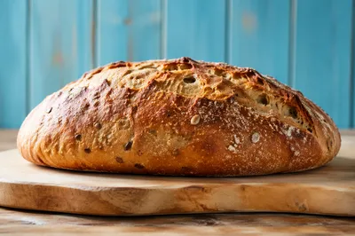 Rustic Fresh Bakery Loaf on Wooden Board