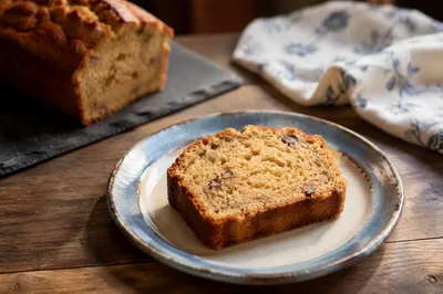 Rustic Fresh Bread Slice on Ceramic Plate