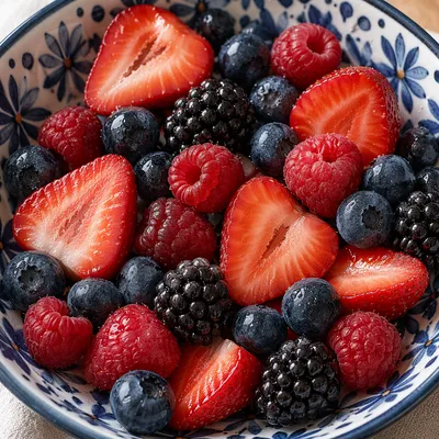 Colorful Fresh Berry Bowl with Daylight