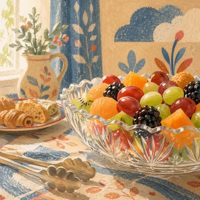 Colorful Fresh Fruit Bowl Breakfast Table