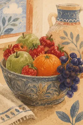 Colorful Fresh Fruit Bowl Close-Up