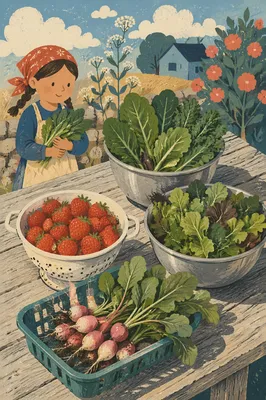 Colorful Garden Harvest on Weathered Table