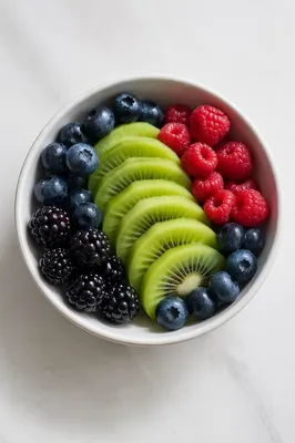 Colorful Fresh Fruit Bowl Overhead