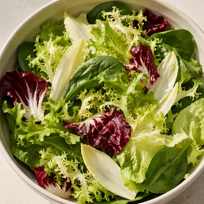 Fresh Mixed Green Salad Overhead