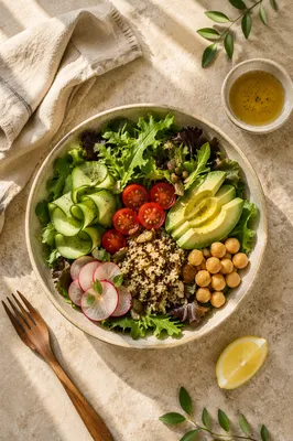 Fresh Healthy Salad Bowl Flat Lay