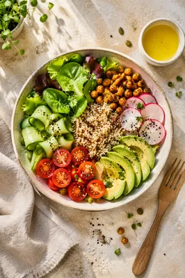 Fresh Healthy Salad Bowl Overhead