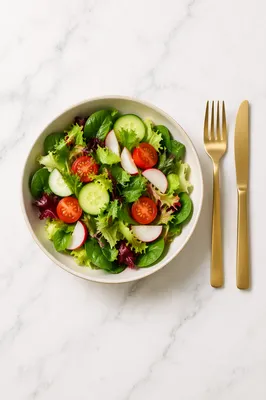 Fresh Healthy Salad Bowl Overhead Scene