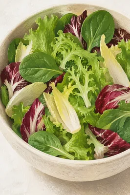 Fresh Green Salad Bowl Overhead View