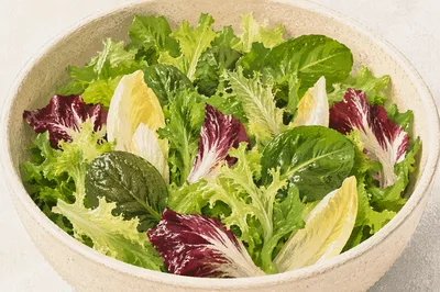 Fresh Green Salad Bowl Overhead View