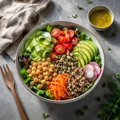 Fresh Salad Bowl Healthy Overhead Meal