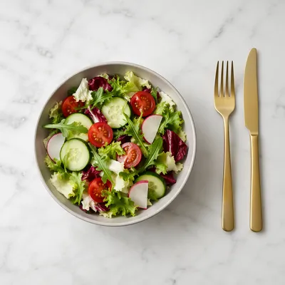 Fresh Healthy Salad Bowl Overhead