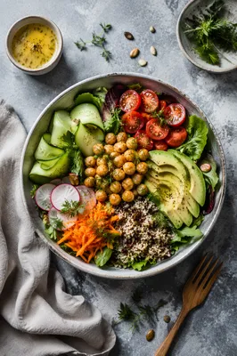 Fresh Healthy Salad Bowl Flat Lay