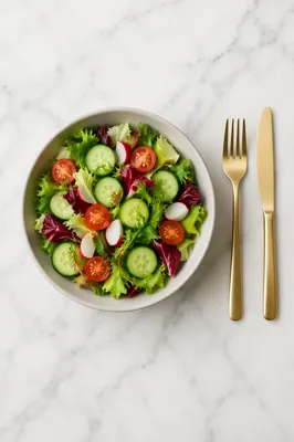 Fresh Healthy Salad Bowl Overhead Scene
