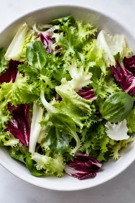 Fresh Mixed Green Salad Overhead View